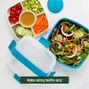 imageGoodful Stackable Lunch Box Container Bento Style Food Storage with Removeable Compartments for Sandwich Snacks Toppings ampamp Dressing LeakProof and Made without BPA 56Ounce BlushBlue
