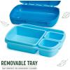 imageGoodful Stackable Lunch Box Container Bento Style Food Storage with Removeable Compartments for Sandwich Snacks Toppings ampamp Dressing LeakProof and Made without BPA 56Ounce BlushBlue