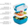 imageGoodful Stackable Lunch Box Container Bento Style Food Storage with Removeable Compartments for Sandwich Snacks Toppings ampamp Dressing LeakProof and Made without BPA 56Ounce BlushBlue
