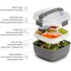 imageGoodful Stackable Lunch Box Container Bento Style Food Storage with Removeable Compartments for Sandwich Snacks Toppings ampamp Dressing LeakProof and Made without BPA 56Ounce BlushGray