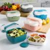 imageGoodful Stackable Lunch Box Container Bento Style Food Storage with Removeable Compartments for Sandwich Snacks Toppings ampamp Dressing LeakProof and Made without BPA 56Ounce BlushBlush