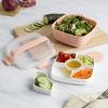 imageGoodful Stackable Lunch Box Container Bento Style Food Storage with Removeable Compartments for Sandwich Snacks Toppings ampamp Dressing LeakProof and Made without BPA 56Ounce BlushBlush