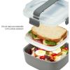 imageGoodful Stackable Lunch Box Container Bento Style Food Storage with Removeable Compartments for Sandwich Snacks Toppings ampamp Dressing LeakProof and Made without BPA 56Ounce BlushGray