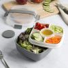 imageGoodful Stackable Lunch Box Container Bento Style Food Storage with Removeable Compartments for Sandwich Snacks Toppings ampamp Dressing LeakProof and Made without BPA 56Ounce BlushGray