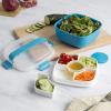 imageGoodful Stackable Lunch Box Container Bento Style Food Storage with Removeable Compartments for Sandwich Snacks Toppings ampamp Dressing LeakProof and Made without BPA 56Ounce BlushBlue