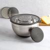 imageGoodful Stainless Steel Mixing Bowl with NonSlip Bottom Lid and 3 Interchangeable Grater Inserts Fine Coarse Slicing 5 Quart RedCharcoal Gray