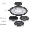 imageGoodful Stainless Steel Mixing Bowl with NonSlip Bottom Lid and 3 Interchangeable Grater Inserts Fine Coarse Slicing 5 Quart RedCharcoal Gray