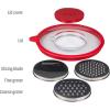 imageGoodful Stainless Steel Mixing Bowl with NonSlip Bottom Lid and 3 Interchangeable Grater Inserts Fine Coarse Slicing 5 Quart RedRed