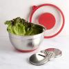 imageGoodful Stainless Steel Mixing Bowl with NonSlip Bottom Lid and 3 Interchangeable Grater Inserts Fine Coarse Slicing 5 Quart RedRed