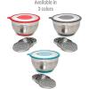 imageGoodful Stainless Steel Mixing Bowl with NonSlip Bottom Lid and 3 Interchangeable Grater Inserts Fine Coarse Slicing 5 Quart RedRed