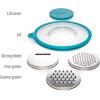 imageGoodful Stainless Steel Mixing Bowl with NonSlip Bottom Lid and 3 Interchangeable Grater Inserts Fine Coarse Slicing 5 Quart RedTeal