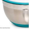 imageGoodful Stainless Steel Mixing Bowl with NonSlip Bottom Lid and 3 Interchangeable Grater Inserts Fine Coarse Slicing 5 Quart RedTeal