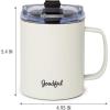 imageGoodful Travel Mug Stainless Steel Insulated Double Wall Vacuum Sealed Coffee Cup with Leak Proof Lid 14 Ounce GrayCream