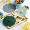 imageGoodful Universal Silicone Lids for Pots and Pans Heat Safe Reusable Suction Seal Covers for Bowls Pots Cups Food Grade Dishwasher Safe 3 Piece Gray Green and Sage