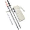 imageGoodful 8 Piece Variety Pack Reusable Travel Stainless Steel Straw Set Travel Case Cleaning Brushes Removeable Silicone Tips Multi ColorGrey and Pink