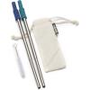 imageGoodful 8 Piece Variety Pack Reusable Travel Stainless Steel Straw Set Travel Case Cleaning Brushes Removeable Silicone Tips Multi ColorTeal and Blue
