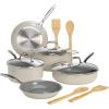 imageGoodful Ceramic Nonstick Pots and Pans Set TitaniumReinforced Premium Nonstick Coating Dishwasher Safe Pots and Pans Tempered Glass Steam Vented Lids Stainless Steel Handles 12Piece CreamCream