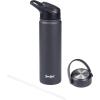 imageGoodful Double Wall Vacuum Sealed Insulated Water Bottle with Two Interchangeable Lids Sipping or Chugging Lids LeakProof Wide Mouth for Drinking and Cleaning 40 Oz TealCharcoal Gray