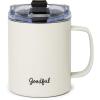 imageGoodful Travel Mug Stainless Steel Insulated Double Wall Vacuum Sealed Coffee Cup with Leak Proof Lid 14 Ounce GrayCream