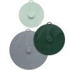 imageGoodful Universal Silicone Lids for Pots and Pans Heat Safe Reusable Suction Seal Covers for Bowls Pots Cups Food Grade Dishwasher Safe 3 Piece Gray Green and Sage