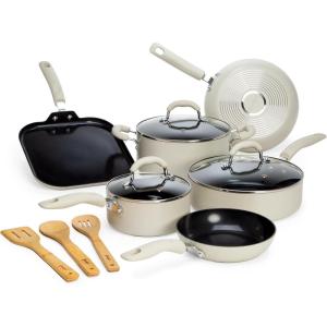 imageGoodful Ceramic Nonstick Pots and Pans Set Premium Ceramic Coating Made without PFOA PTFE or PFAS Dishwasher Safe 12Piece CreamCream