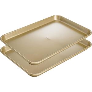 imageGoodful Nonstick Round Cake Pan Set Heavy Duty Carbon Steel with Quick Release Coating Made without PFOA Dishwasher Safe 2Pack Bakeware Set 9Inch Champagne GoldChampagne Gold