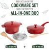 imageGoodful 11Inch AllinOne Nonstick Cast Pan 44Quart Capacity Multipurpose Dishwasher Safe Crimson Red