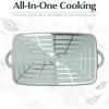 imageGoodful AllinOne Double Burner Griddle Ceramic Nonstick Durable Cast Aluminum Oven Safe and Dishwasher Safe Made without PFAS PFOA PFOS ampamp PTFE 18Inch x 11Inch LinenSage Green