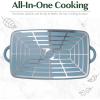 imageGoodful AllinOne Double Burner Griddle Ceramic Nonstick Durable Cast Aluminum Oven Safe and Dishwasher Safe Made without PFAS PFOA PFOS ampamp PTFE 18Inch x 11Inch LinenBlue Mist