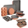 imageGoodful AllInOne Nonstick Bakeware Set Stackable and Space Saving Design includes Round and Square Pans Muffin Pans Cookie Sheet and Roaster Dishwasher Safe 8Piece Blue MistTerracotta