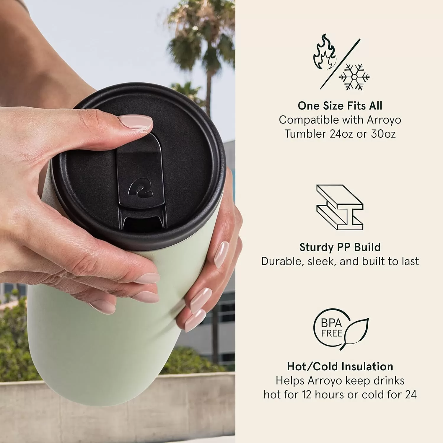 imageRetrospec Arroyo Tumbler Replacement Straw Lid for Arroyo Stainless Steel Tumbler Insulated Travel Mug BPA Free with All Day Insulation  Fits 24 30oz Tumbler Lid with Straw  BlackBlack
