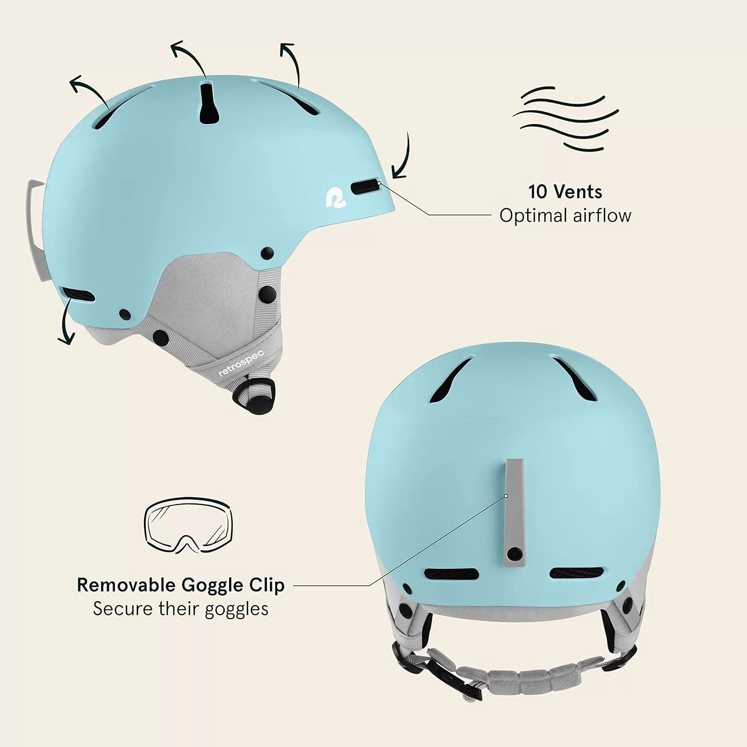 imageRetrospec Comstock Youth Ski ampamp Snowboard Helmet for Kids  Durable ABS Shell Protective EPS Foam ampamp Cooling Vents  Adjustable Fit for Boys ampamp GirlsMatte Blue Ridge