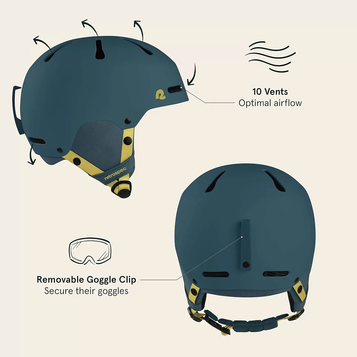 imageRetrospec Comstock Youth Ski ampamp Snowboard Helmet for Kids  Durable ABS Shell Protective EPS Foam ampamp Cooling Vents  Adjustable Fit for Boys ampamp GirlsMatte Superior Blue