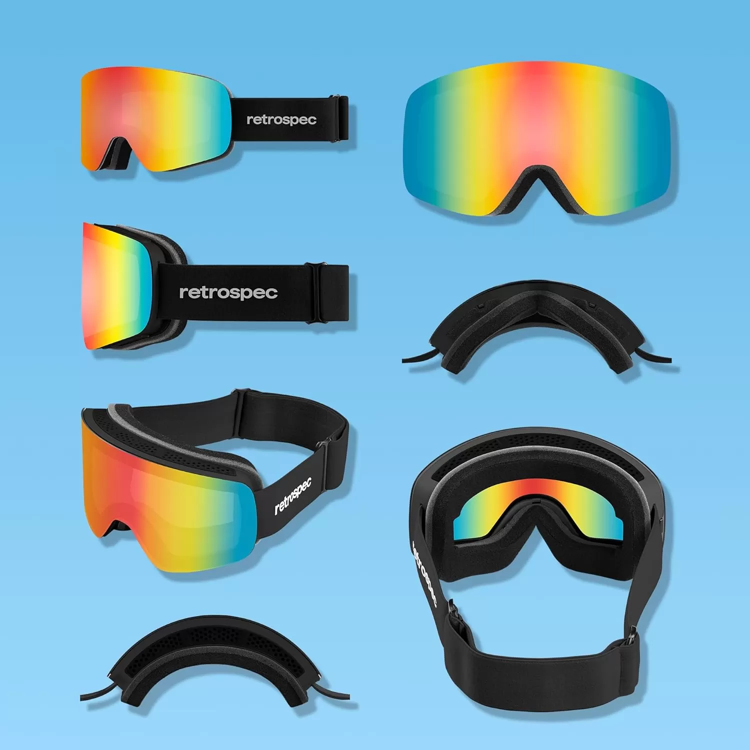 imageRetrospec Flume Ski Goggles for Men and Women UV Protection Over Glasses AntiFog Scratch ResistantMatte AbaloneJasper