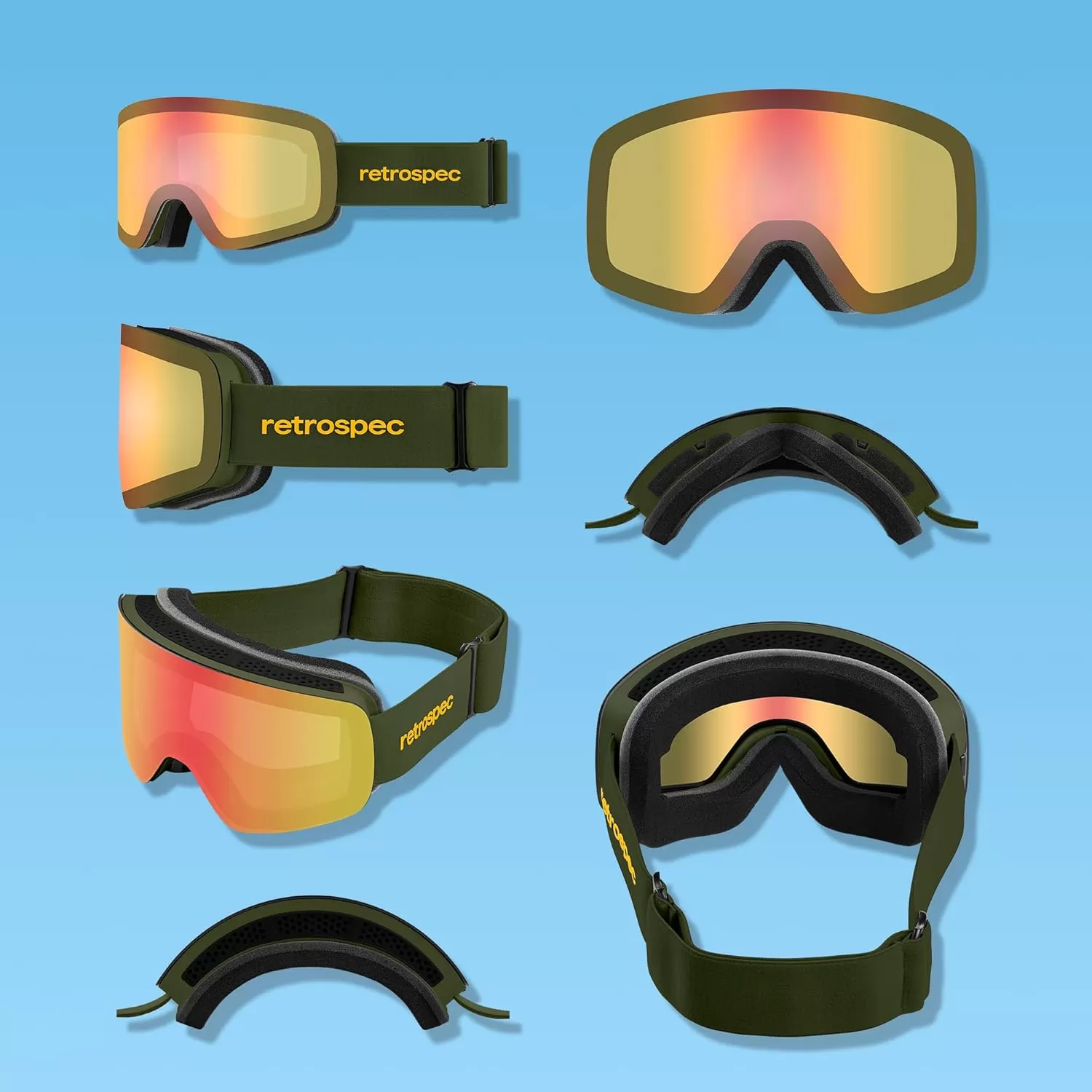 imageRetrospec Flume Ski Goggles for Men and Women UV Protection Over Glasses AntiFog Scratch ResistantMatte BlackKaleido