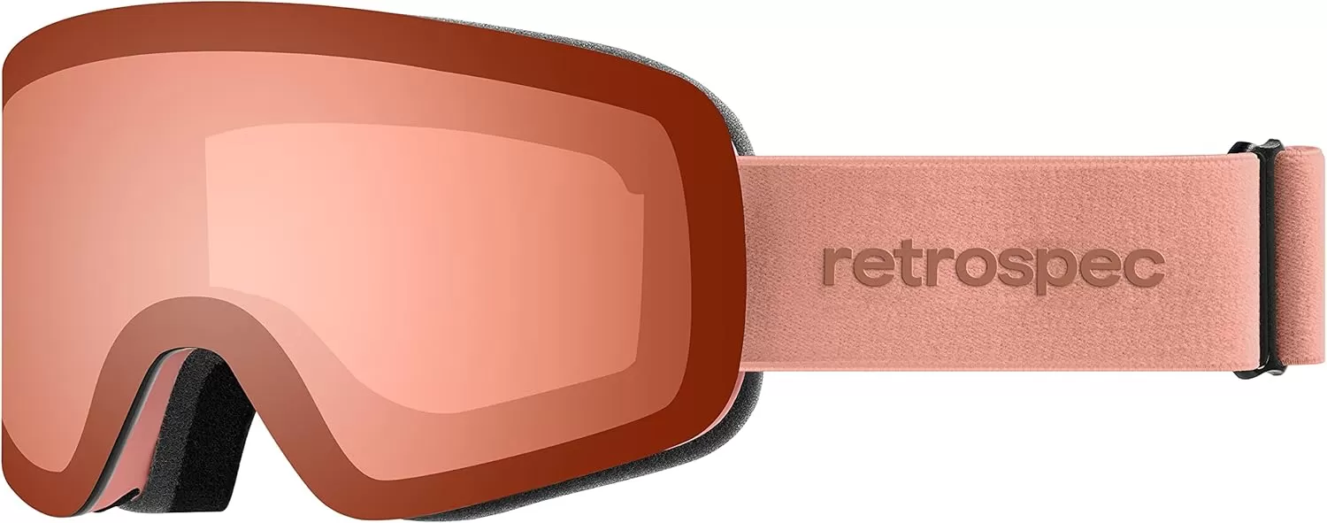 imageRetrospec Flume Ski Goggles for Men and Women UV Protection Over Glasses AntiFog Scratch ResistantMatte BlackMirror Polarized