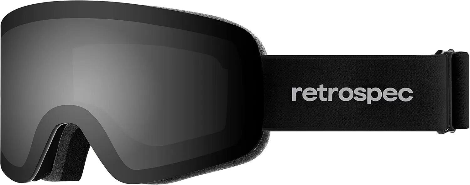 imageRetrospec Flume Ski Goggles for Men and Women UV Protection Over Glasses AntiFog Scratch ResistantMatte BlackMirror Polarized