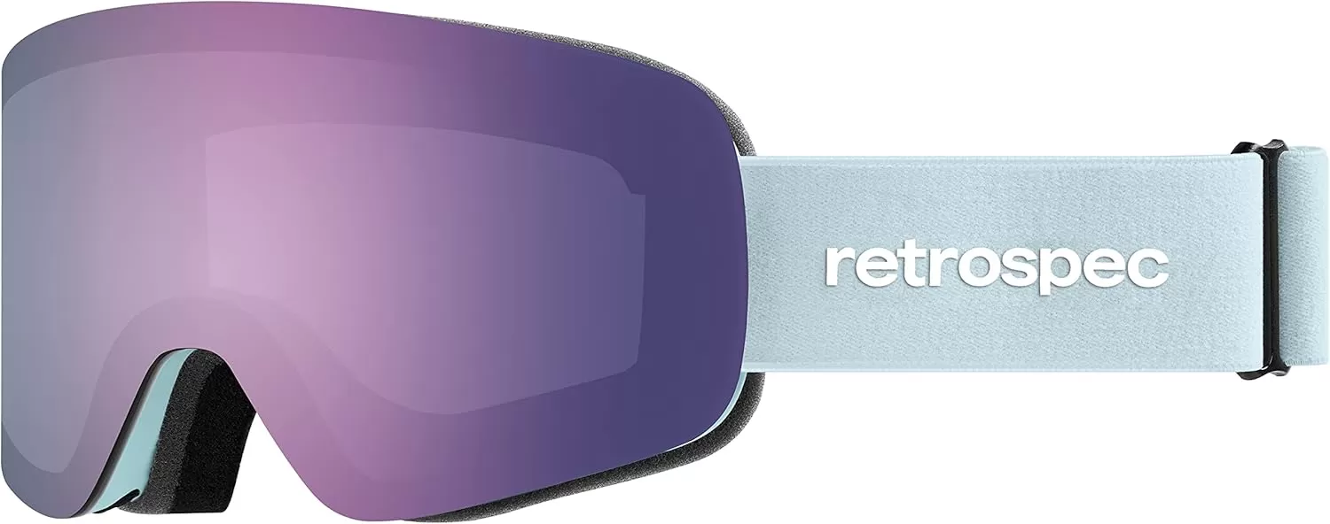 imageRetrospec Flume Ski Goggles for Men and Women UV Protection Over Glasses AntiFog Scratch ResistantMatte IceBismuth