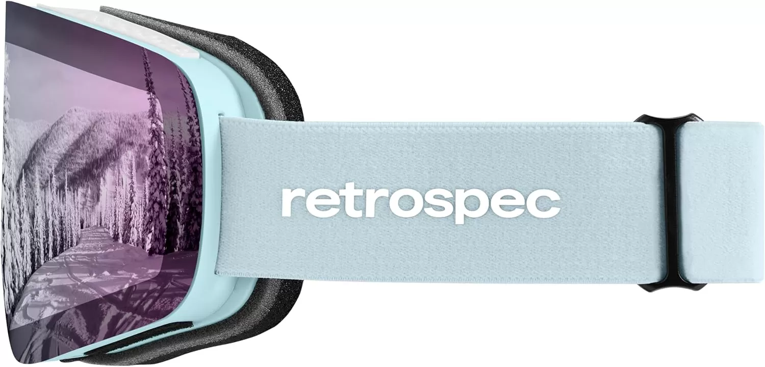 imageRetrospec Flume Ski Goggles for Men and Women UV Protection Over Glasses AntiFog Scratch ResistantMatte IceBismuth