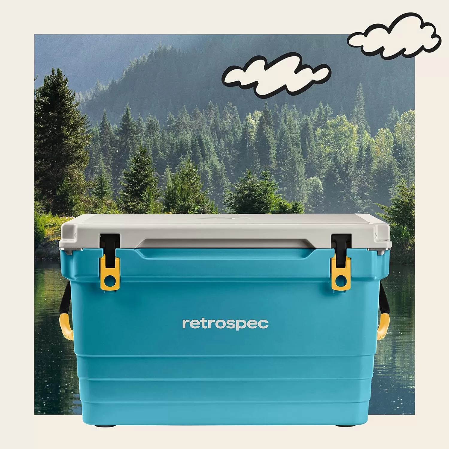 imageRetrospec Palisade Rotomolded Cooler  Fully Insulated Portable Ice Chest with Built in Bottle Opener TieDown Slots ampamp Dry Goods Basket  Large Beach Camping ampamp Travel Coolers 25 45 ampamp 65qtCoastal Blue
