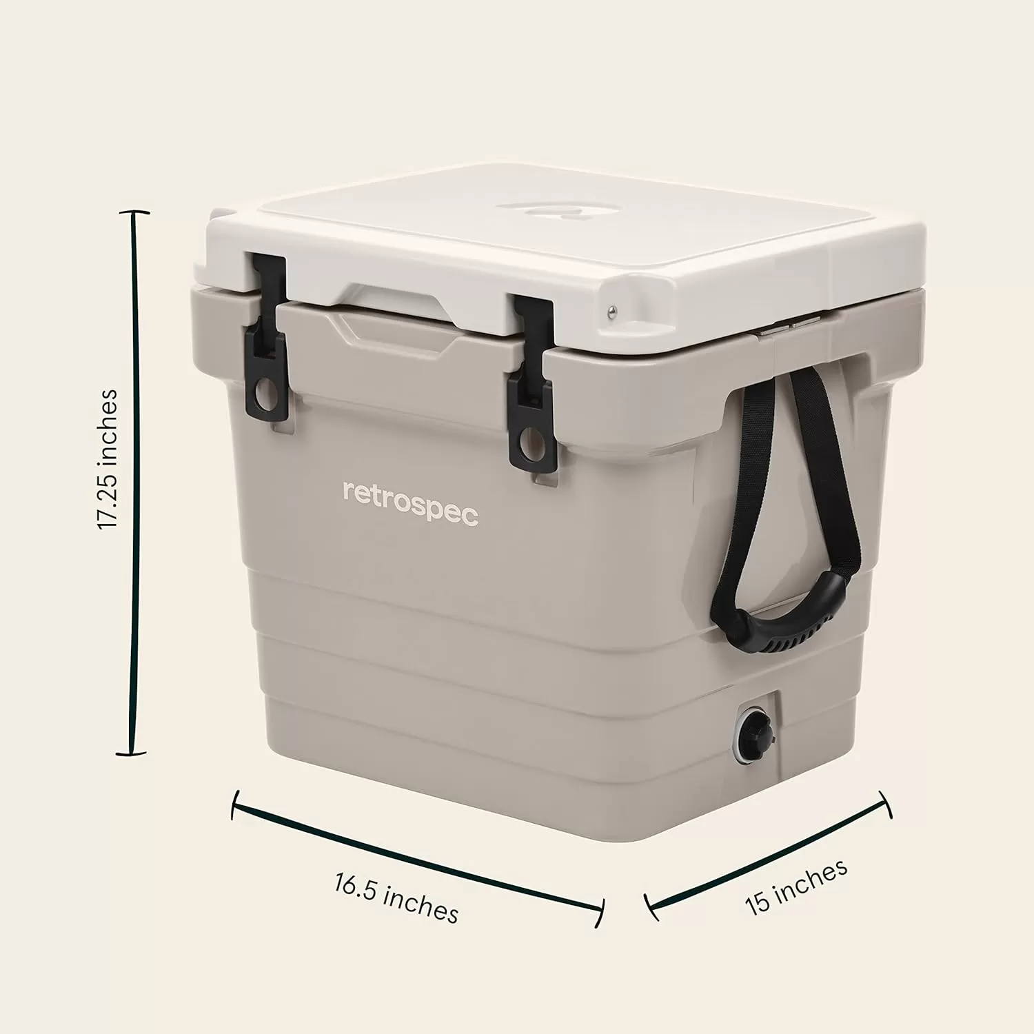 imageRetrospec Palisade Rotomolded Cooler  Fully Insulated Portable Ice Chest with Built in Bottle Opener TieDown Slots ampamp Dry Goods Basket  Large Beach Camping ampamp Travel Coolers 25 45 ampamp 65qtDune