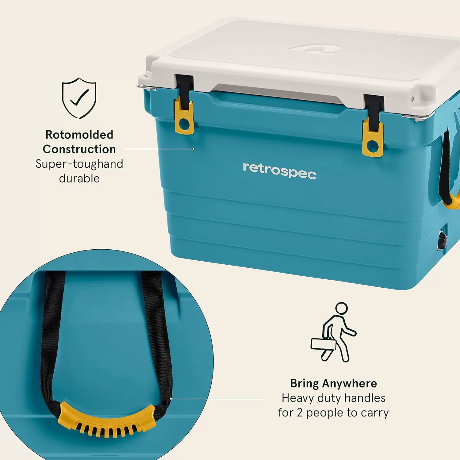imageRetrospec Palisade Rotomolded Cooler  Fully Insulated Portable Ice Chest with Built in Bottle Opener TieDown Slots ampamp Dry Goods Basket  Large Beach Camping ampamp Travel Coolers 25 45 ampamp 65qtCoastal Blue