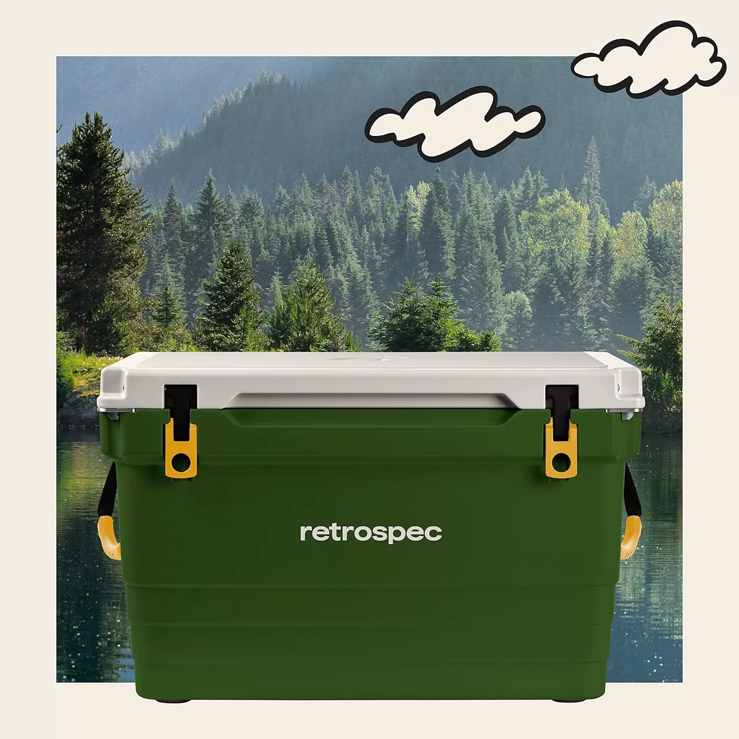 imageRetrospec Palisade Rotomolded Cooler  Fully Insulated Portable Ice Chest with Built in Bottle Opener TieDown Slots ampamp Dry Goods Basket  Large Beach Camping ampamp Travel Coolers 25 45 ampamp 65qtForest