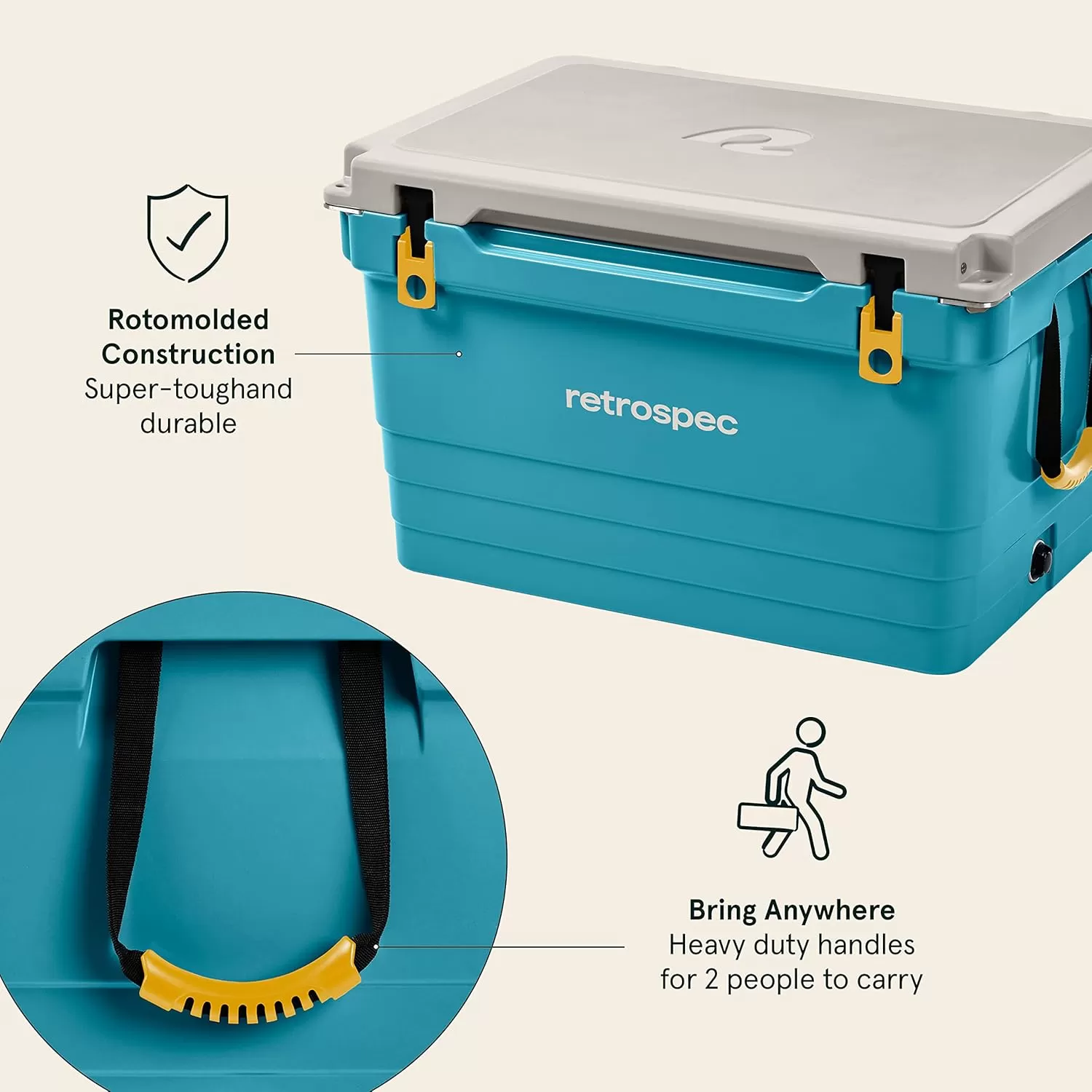 imageRetrospec Palisade Rotomolded Cooler  Fully Insulated Portable Ice Chest with Built in Bottle Opener TieDown Slots ampamp Dry Goods Basket  Large Beach Camping ampamp Travel Coolers 25 45 ampamp 65qtCoastal Blue