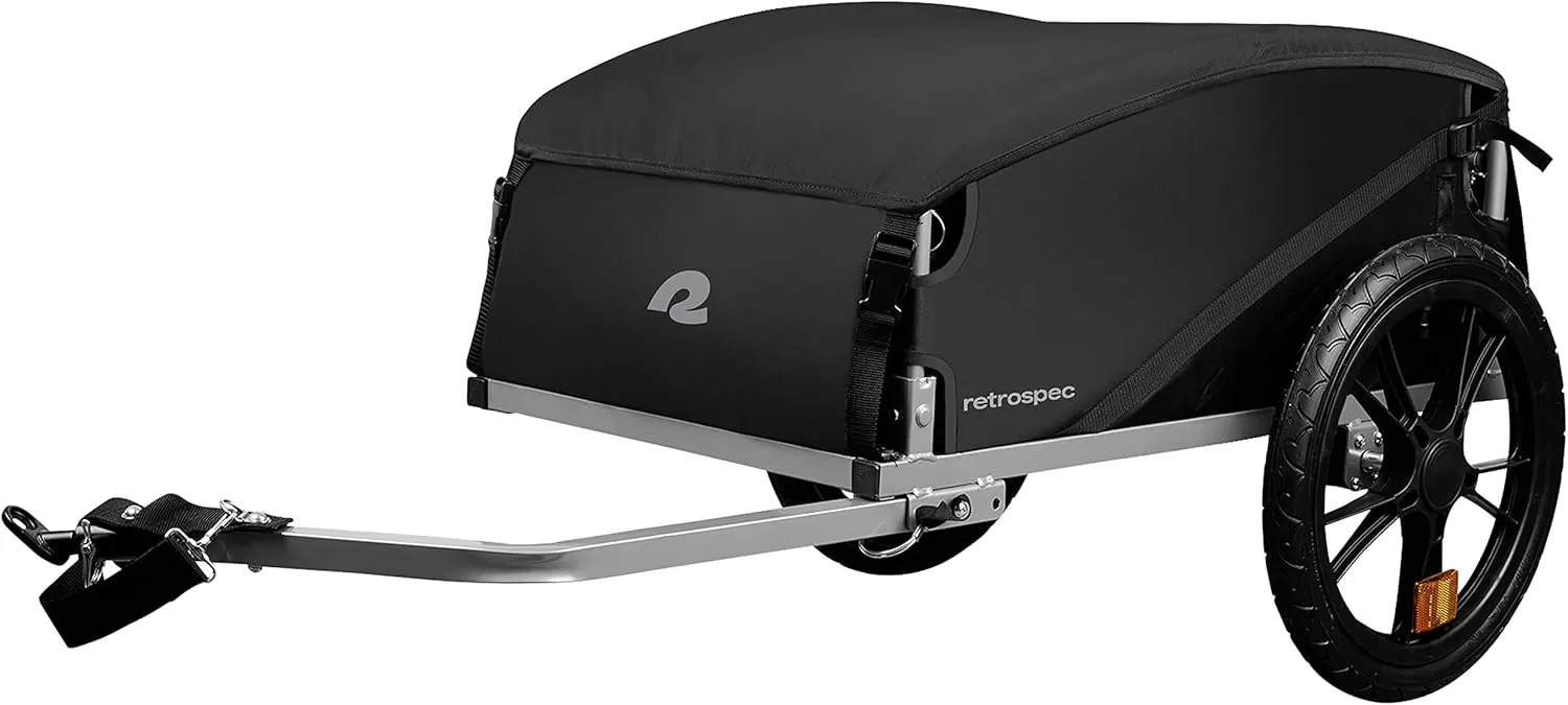 imageRetrospec Rover Hauler Cargo Bike Trailer with Folding Frame ampamp Weather Resistant Fabric Large Cargo Carrier Fits 20  29 Bicycle WheelsBlack