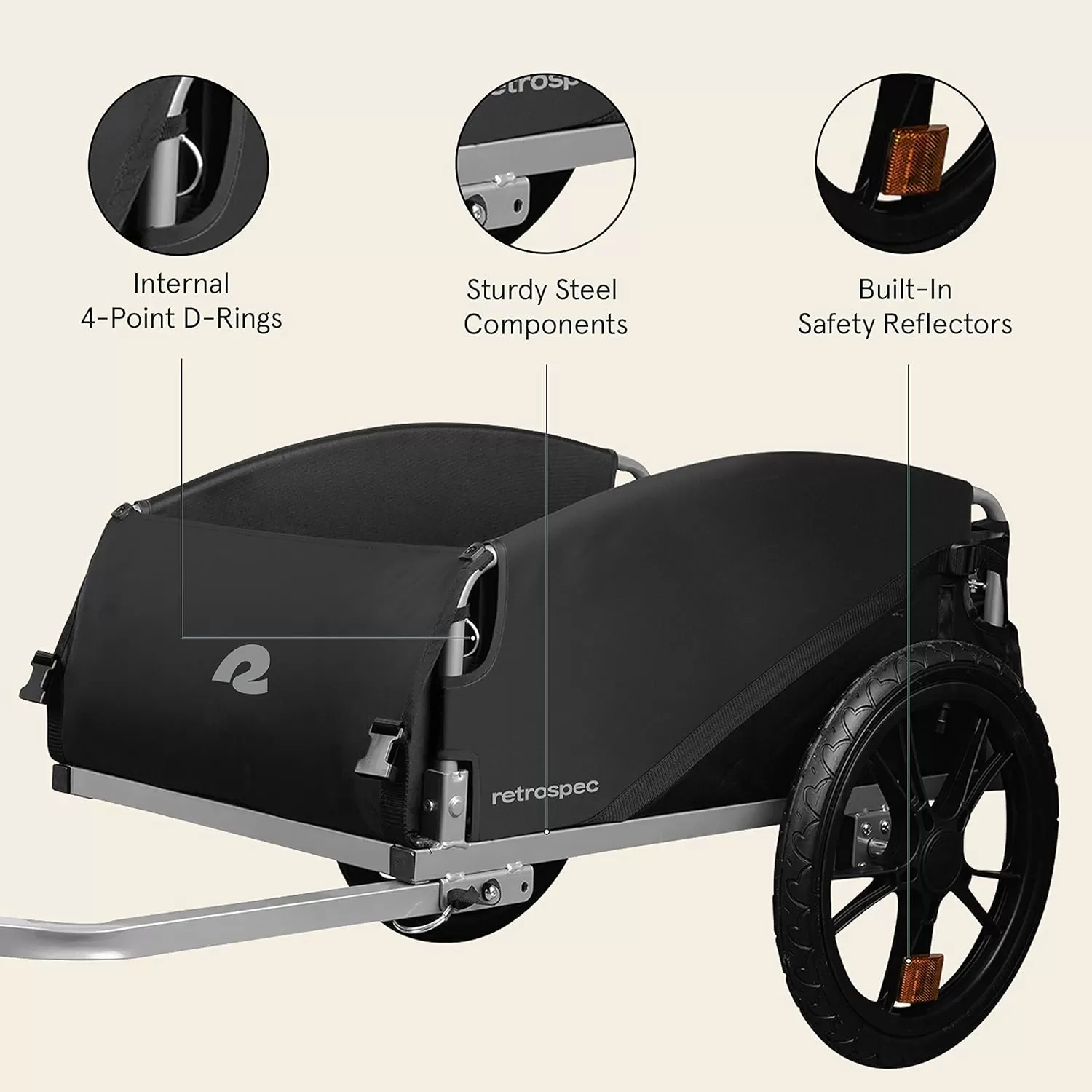 imageRetrospec Rover Hauler Cargo Bike Trailer with Folding Frame ampamp Weather Resistant Fabric Large Cargo Carrier Fits 20  29 Bicycle WheelsBlack