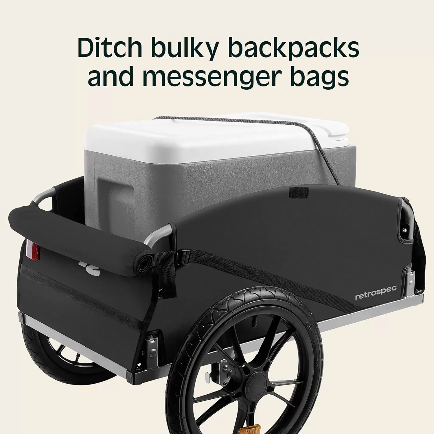 imageRetrospec Rover Hauler Cargo Bike Trailer with Folding Frame ampamp Weather Resistant Fabric Large Cargo Carrier Fits 20  29 Bicycle WheelsBlack