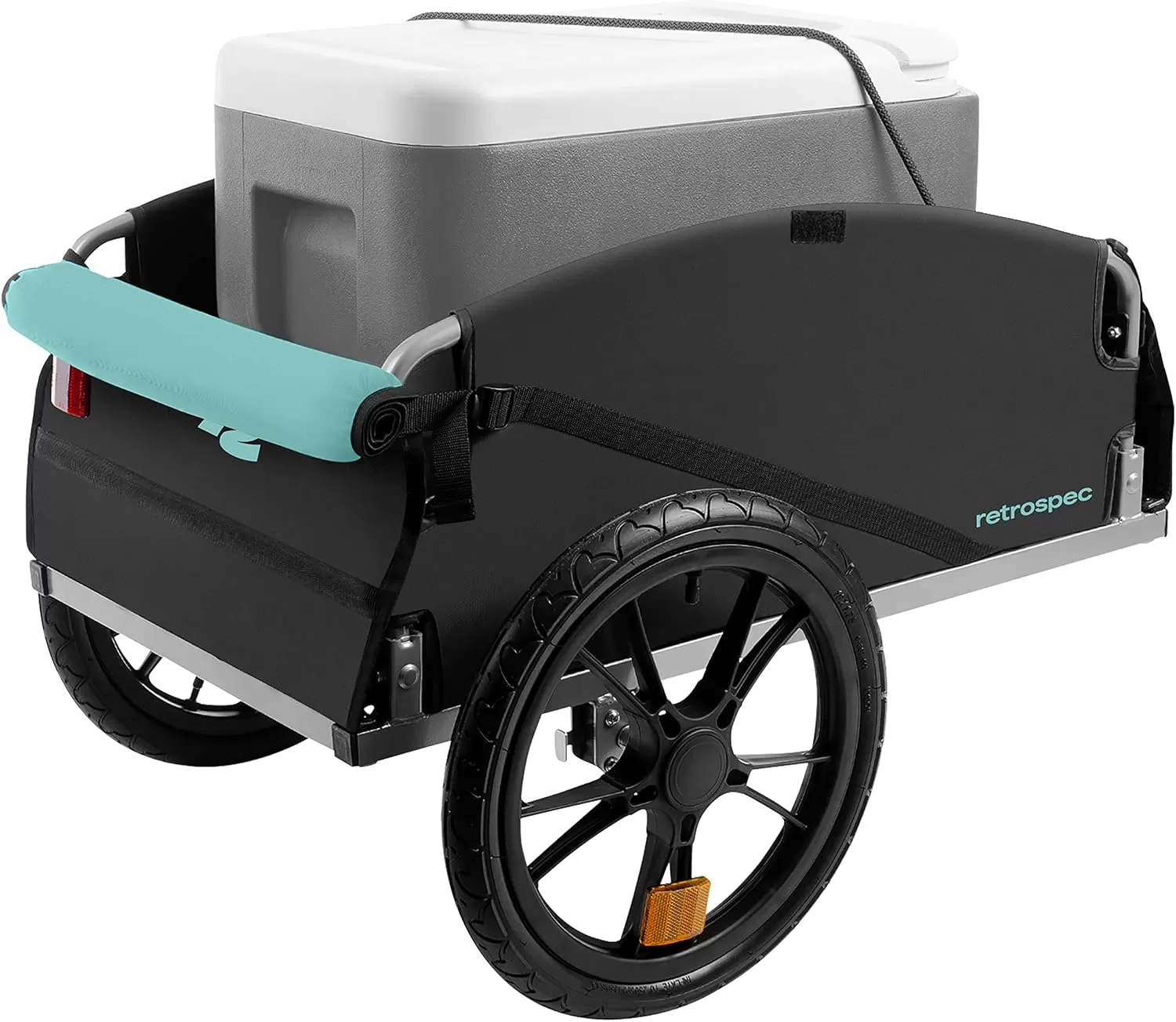 imageRetrospec Rover Hauler Cargo Bike Trailer with Folding Frame ampamp Weather Resistant Fabric Large Cargo Carrier Fits 20  29 Bicycle WheelsBlue Ridge