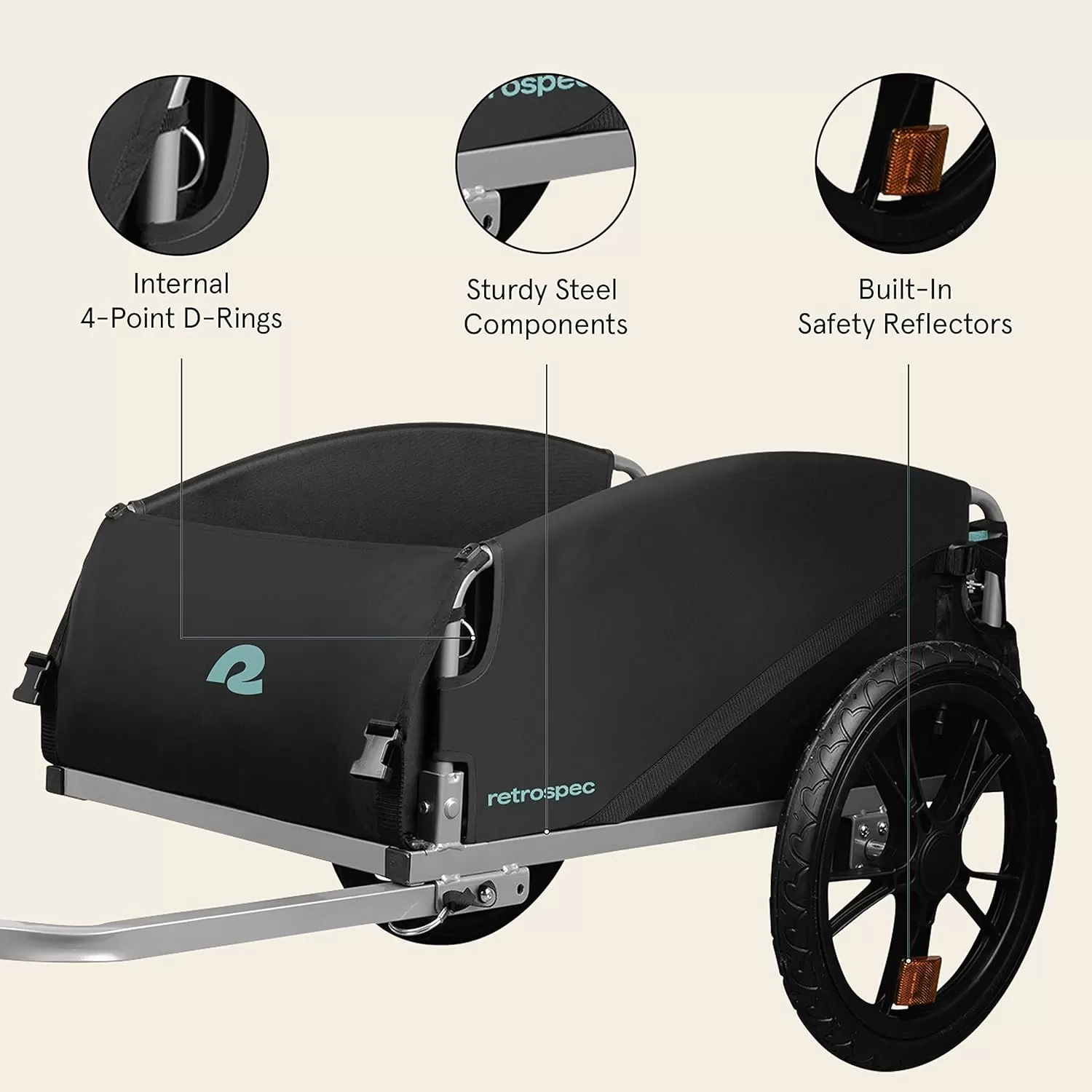 imageRetrospec Rover Hauler Cargo Bike Trailer with Folding Frame ampamp Weather Resistant Fabric Large Cargo Carrier Fits 20  29 Bicycle WheelsBlue Ridge