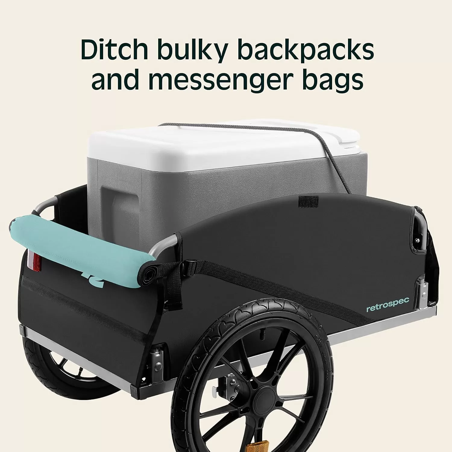 imageRetrospec Rover Hauler Cargo Bike Trailer with Folding Frame ampamp Weather Resistant Fabric Large Cargo Carrier Fits 20  29 Bicycle WheelsBlue Ridge